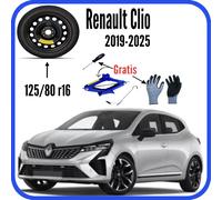Ruotino Di Scorta 4Fori Da 16 Per La Renault Clio Con Kit Cric Guanti Cacciavite