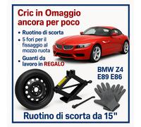 Ruotino Di Scorta 5Fori Misura Ruota 15 Per Bmw Z4 E85 E86 Kit Cric Crick Guanti
