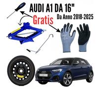 Ruotino Di Scorta Auto 5Fori Da 16 Per La Audi A1 Con Kit Cric Guanti Cacciavite