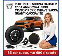 Ruotino di Scorta Dacia Duster 13580R17 Cric Chiave Sacca Guanti cacciavite
