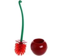 Rupex - Scopino per WC e supporto, confezione da 2 scopino in silicone con setole morbide, scopino per WC con vassoio antigoccia (rosso)