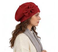 Ruphedy Donna Berretto Francese Lana Angola Berretto in Maglia Baschi e Berretti Invernale Cappello (Claret)