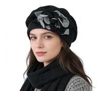 Ruphedy Donna Berretto Francese Lana Angola Berretto in Maglia Baschi e Berretti Invernale Cappello (Hy023-Nero)