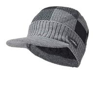 Ruphedy Uomo Berretto in Maglia Vello Foderato Invernale Cappelli con Visiera B319 (B338-Grigio)
