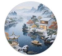 Rural Scenery 1000 Pieces Round Puzzles Creative Jigsaw Impossible Hard Difficult Challenging for Adults And Kids Unique Challenge Game 1000pcs (67.5x67.5cm)