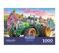 Rural Tractor Scene 1000 Pezzi Bundle Puzzle Colorful Village Illustration Puzzle Cartone Extra Spesso - Preferito Dai Collezionisti, Relax Mentale, Pause Ufficio, Viaggio E Regali Festivi 38x26cm/100