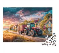 Rural Tractor Scene 1000 Pezzi Carta Vintage Countryside Painting Puzzle Per Adolescenti Resistente Ai Graffi Allenamento Cerebrale Regalo Di Compleanno 52x38cm/1000pcs