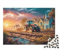 Rural Tractor Scene 1000 Pezzi Cartone Spesso Vintage Countryside Painting Puzzle Per Amatori Resistente Ai Graffi Momento Di Relax Allenamento Cerebrale Ecologico 70x50cm/1000pcs