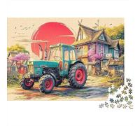 Rural Tractor Scene 1000 Pezzi Cartone Spesso Vintage Farm Illustration Style Puzzle Per Amatori Resistente Ai Graffi Momento Di Relax Allenamento Cerebrale Ecologico 70x50cm/1000pcs