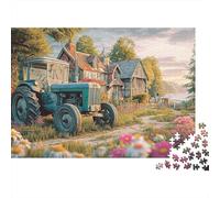 Rural Tractor Scene 1000 Pezzi Cartone Vintage Farm Landscape Art Puzzle Per Adulti Resistente Ai Graffi Momento Di Relax Regalo Per Famiglia Ecologico 70x50cm/1000pcs