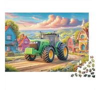Rural Tractor Scene 1000 Pezzi Di Cartone Alta Qualità Cartoon Village Landscape Gioco Puzzle Ragazzi Principianti Puzzle Ultra-difficile Regalo Festa Del Papà Regalo Natale Puzzle 70x50cm/1000pcs