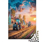 Rural Tractor Scene 1000 Pezzi Farm Landscape Painting Style Cartolina Premium Set Di Puzzle Sfida Del Gioco Educativo Presente Divertente Idea Regalo Decorazione 52x38cm/1000pcs