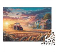 Rural Tractor Scene 1000 Pezzi Pastoral Countryside Art Style Puzzle Giocattoli Puzzle Per Gioco Familiare Decorazione Per La Casa Per Bambini E Adulti Regali Regalo Per Amico 52x38cm/1000pcs