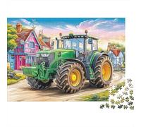 Rural Tractor Scene Adult Puzzle for Decompression Colorful Village Illustration Educational Game Challenge 1000 Piece 38x26cm/1000pcs