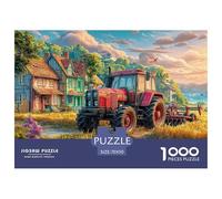Rural Tractor Scene Cardboard Vintage Farm Illustration Style Smooth Edged Pieces, Great Indoor Activity for Solo Play And Family Bonding Time 70x50cm/1000pcs