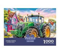Rural Tractor Scene Carta Spessa E Resistente Colorful Village Illustration Perfetto Per Rafforzare Capacità Cognitive, Memoria E Concentrazione 52x38cm/1000pcs