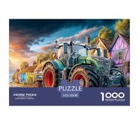 Rural Tractor Scene Durable Material Vibrant Village Art Style Easy to Assemble Pieces, Relaxing, Unwinding And Enjoying Quiet Moments 52x38cm/1000pcs