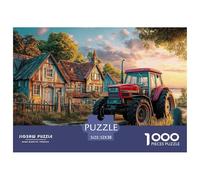 Rural Tractor Scene Durable Material Vintage Countryside Painting Easy to Assemble Pieces, Relaxing, Unwinding And Enjoying Quiet Moments 52x38cm/1000pcs