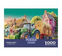 Rural Tractor Scene Durable Paper Construction Vintage Countryside Illustration Fun Challenging Game, Suitable for Adults And Teenagers in Relaxing Hours 52x38cm/1000pcs