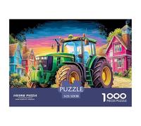 Rural Tractor Scene Pezzi Cartone Ben Realizzati Colorful Farm Illustration Ottimo Per Allenamento Mentale, Memoria E Relax A Casa 52x38cm/1000pcs