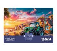 Rural Tractor Scene Precise Cut Pieces Vintage Countryside Painting Ideal for Stress Reduction, Mental Calmness And Enjoying Leisure Moments 52x38cm/1000pcs