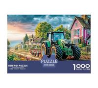 Rural Tractor Scene Precise Cut Pieces Vintage Farm Landscape Art Ideal for Stress Reduction, Mental Calmness And Enjoying Leisure Moments 38x26cm/1000pcs