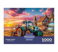 Rural Tractor Scene Precise Cutting Pieces Pastoral Countryside Style Eco Friendly Cardboard, Ideal for Stress Relief And Mental Calmness in Daily Life 70x50cm/1000pcs