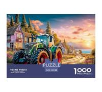 Rural Tractor Scene Premium Paper Material Vintage Farm Landscape Art Fun Brain Teaser Game, Evening Relaxation And Holiday Indoor Activities 52x38cm/1000pcs