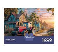 Rural Tractor Scene Puzzle Da 1000 Pezzi in Cartone Riciclato Extra Spesso Vintage Farm Landscape Per Hobbyisti Di Puzzle, Allenamento Cognitivo E Logico, Attività Di Tempo Libero Nel Weekend, Top Val