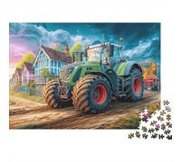 Rural Tractor Scene Puzzle Per Adulti 1000 Pezzi Per Uomini E Donne Colorful Village Style Attività Domestiche Arredamento Casa Made in Europa Sviluppo Della Concentrazione Materiali Ecologici 52x38cm