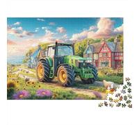 Rural Tractor Scene Puzzle Per Adulti 1000 Pezzi Per Uomini E Donne Vintage Countryside Illustration Attività Domestiche Arredamento Casa Made in Europa Sviluppo Della Concentrazione Materiali Ecologi
