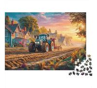 Rural Tractor Scene Puzzle Per Adulti 1000 Pezzi Per Uomini E Donne Vintage Countryside Scene Tempo Libero Arredamento Casa Made in Europa Mantenimento Mentale Materiali Ecologici 52x38cm/1000pcs