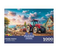 Rural Tractor Scene Quality Construction Vintage Countryside Painting Ideal Gift for Puzzle Fans, Adults And Teenagers Who Love Brain Games 38x26cm/1000pcs
