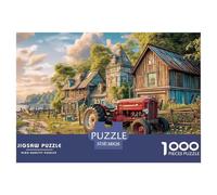 Rural Tractor Scene Quality Construction Vintage Farm Landscape Ideal Gift for Puzzle Fans, Adults And Teenagers Who Love Brain Games 38x26cm/1000pcs