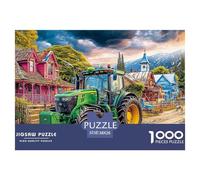 Rural Tractor Scene Quality Construction Vintage Farm Landscape Style Ideal Gift for Puzzle Fans, Adults And Teenagers Who Love Brain Games 38x26cm/1000pcs