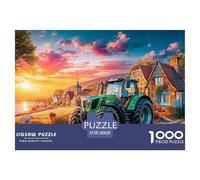 Rural Tractor Scene Safe Cardboard Material Vintage Countryside Painting Fun Challenging Experience, Great for Adults And Older Teenagers Alike 38x26cm/1000pcs