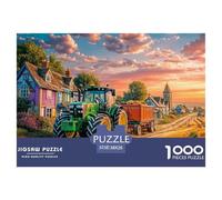 Rural Tractor Scene Safe Cardboard Material Vintage Countryside Painting Fun Challenging Experience, Great for Adults And Older Teenagers Alike 38x26cm/1000pcs