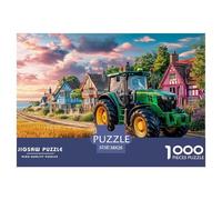 Rural Tractor Scene Safe Cardboard Material Vintage Countryside Painting Fun Challenging Experience, Great for Adults And Older Teenagers Alike 38x26cm/1000pcs