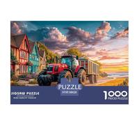 Rural Tractor Scene Safe Cardboard Material Vintage Farm Landscape Art Fun Challenging Experience, Great for Adults And Older Teenagers Alike 38x26cm/1000pcs