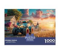 Rural Tractor Scene Securely Fitted Pieces Vintage Farm Landscape Style Suitable for Long Hour Relaxation, Brain Training And Personal Leisure Time 38x26cm/1000pcs