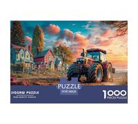 Rural Tractor Scene Securely Fitted Pieces Vintage Farm Landscape Style Suitable for Long Hour Relaxation, Brain Training And Personal Leisure Time 38x26cm/1000pcs