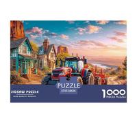 Rural Tractor Scene Securely Fitted Pieces Vintage Farm Landscape Suitable for Long Hour Relaxation, Brain Training And Personal Leisure Time 38x26cm/1000pcs