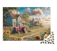 Rural Tractor Scene Vintage Countryside Painting Puzzle 1000 Pezzi Per Adulti - Sfidanti E Divertenti, Ideal Per Gioco Familiare E Rilassamento, Regalo Adulti 38x26cm/1000pcs