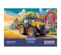 Rural Tractor Scene-Vintage Farm Illustration StyleDaunting Jigsaw Puzzles for Adults An Assortment of 1000 Advanced, Impossible-Hard-Difficult Challenging Puzzle Educational Game Pieces - A Formid