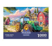 Rural Tractor SceneDaunting Jigsaw Puzzles for Adults Vintage Farm Illustration An Assortment of 1000 Advanced, Impossible-Hard-Difficult Challenging Puzzle Educational Game Pieces - A Formidable And