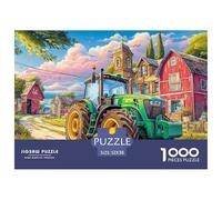 Rural Tractor SceneHigh-Quality Jigsaw Puzzles for Adults Vintage Farm Illustration A Collection of 1000 Advanced And Challenging Educational Puzzle Pieces - A Rewarding And Intellectual Gift Option F