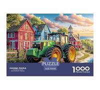 Rural Tractor SceneInteractive 1000-Piece Jigsaw Puzzles for Adults Vintage Farm Landscape Style Brimming with Challenging Puzzle Games for Both Genders - These Interactive Jigsaw Puzzles Are Made for