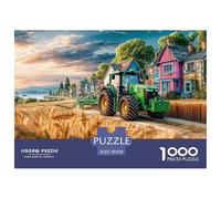 Rural Tractor SceneProfessional-Grade Jigsaw Puzzles for Adults Vintage Countryside Painting A Demanding 1000-Piece (Advanced) Challenging Puzzle Games Experience - Serves As An Excellent And Enjoyabl