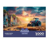 Rural Tractor Sunset Sturdy Paper Pieces Vintage Farm Landscape Art Ideal for Training Logical Thinking, Memory And Concentration in Free Time 70x50cm/1000pcs