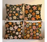 Rurale Cuscini da Esterno Impermeabili 60x60 cm Federe Cuscini Floreale Copricuscini Set da 4 Impermeabili Lino Copricuscini Doppia Faccia Stampa Federe per Giardino Esterno Balcone Decor Regalo -1206
